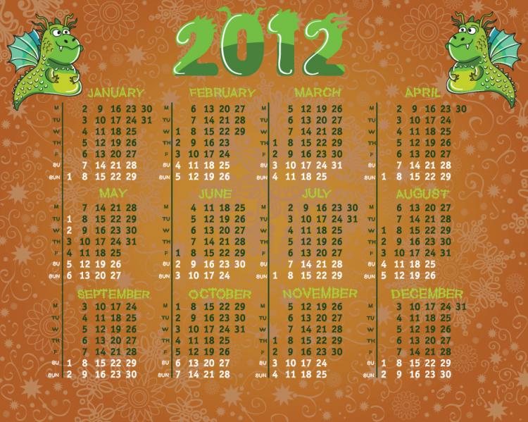 free vector Calendar 2012 calendar 01 vector